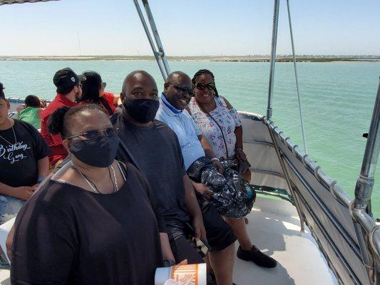 Myself,  the hubby and family on the Eco and Dolphins Tour in South Padres Island