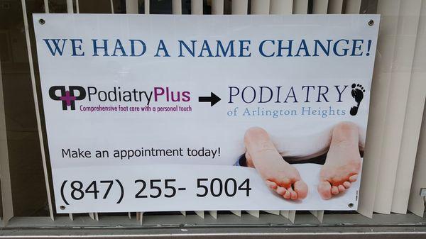 Podiatry Plus is now Podiatry of Arlington Heights!