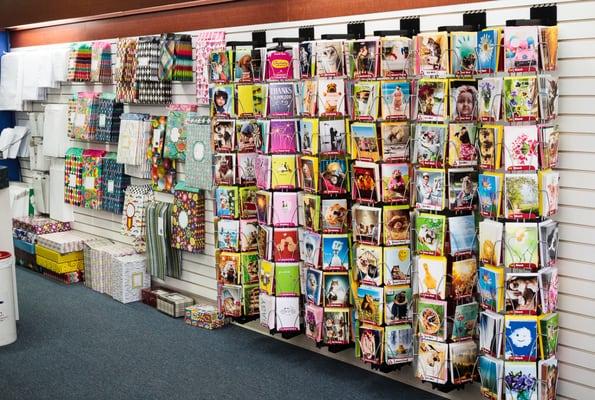 Great selection of greeting cards and mailing supplies.