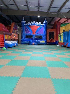 Not too big and not too small .... 5 good sized jump areas to keep your child busy for the two hour jump time allotted