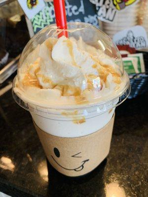 White chocolate salted caramel frappe