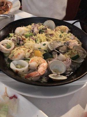 Seafood paella- wasn't the greatest compared to Spanish style ones., missing some flavor. Had to add hot sauce pepper and salt.