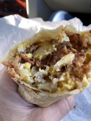 Bacon breakfast burrito