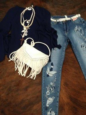 #Embroidered jeans and more.