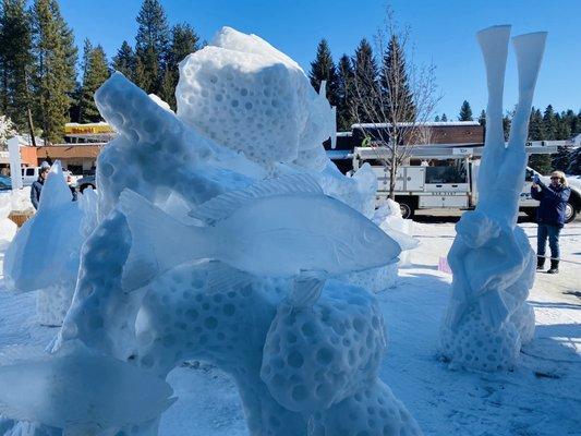 Snow sculpture outside