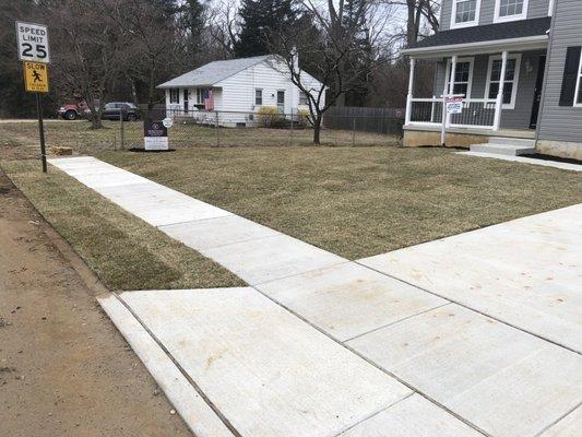 New Construction home after sod was installed.