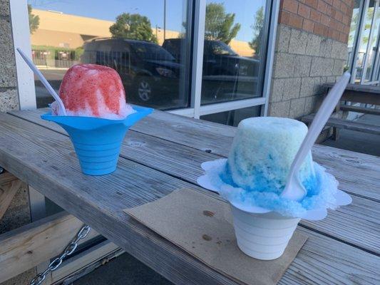 Tiger blood (strawberry coconut) and blue coconut