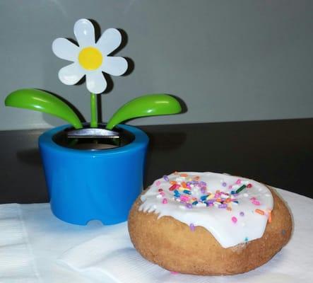 My granddaughter's first Chef Shell's donut. Of course it had to have sprinkles!! :)