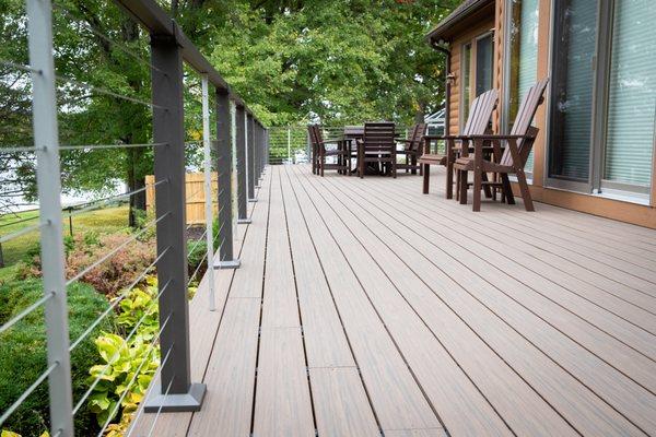 Deckorators Khaya decking with Cable rails