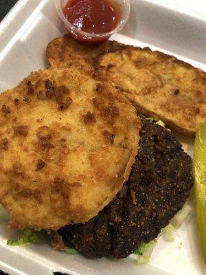 Fried Green Tomato Southern burger (no bun)