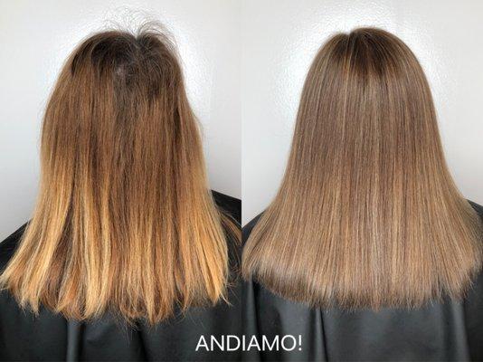 COLOR & K18 TREATMENT - BEFORE & AFTER