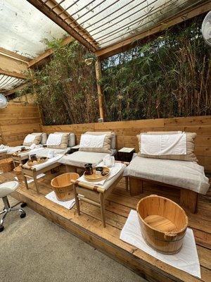 Garden Massage with Ritual Foot Soak area