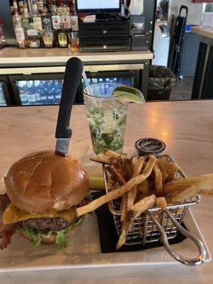 mojito Irish Fries Jalapeño Cheddar Bacon Burger