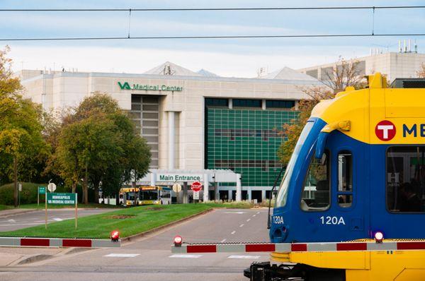 Light rail stop at the Minneapolis VA medical center