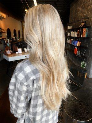 This beautiful blonde was created with a full head highlight.