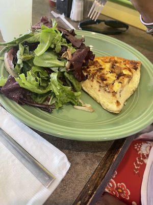 Quiche. Very good. Swiss cheese and bacon.