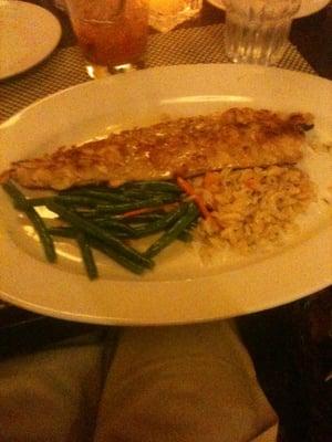 Almond Crusted Trout with green beans and risotto