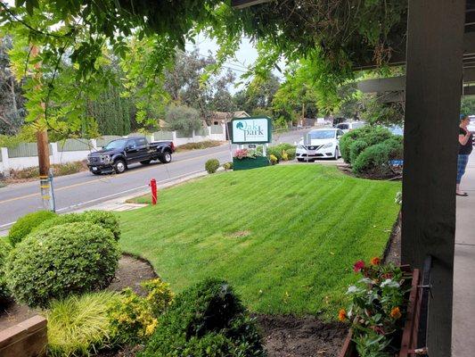 View to the street from the front walkway.