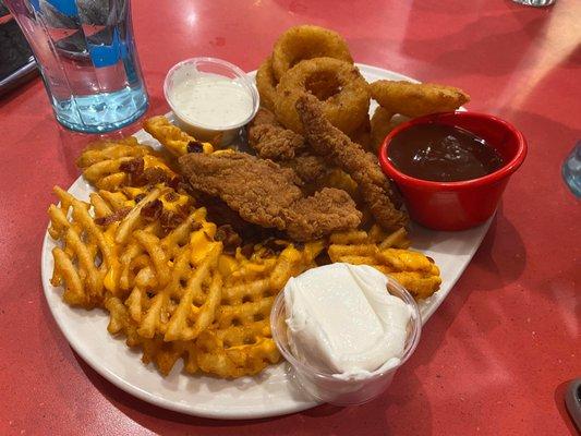 Munchie Mania (waffle fries, onion rings, chicken tenders)