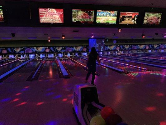 Late night bowling with family.