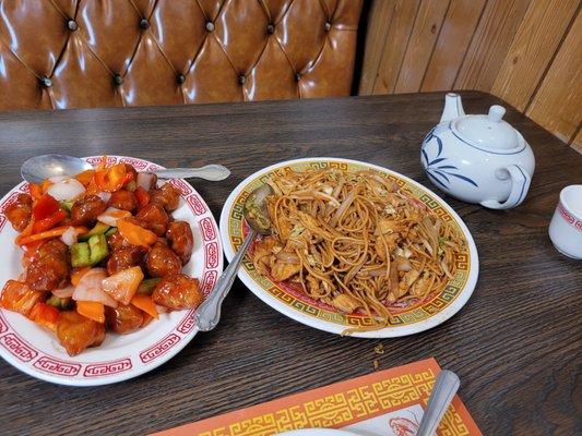 Sweet and sour pork Chicken Chow Mein