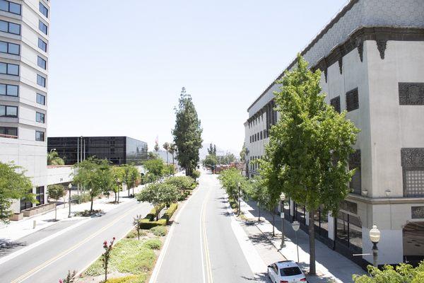 On E Street. Across from San Bernardino City Hall.