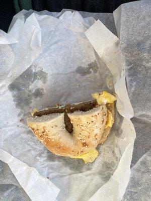 Sausage and egg everything bagel