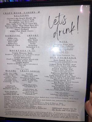 Drink menu!