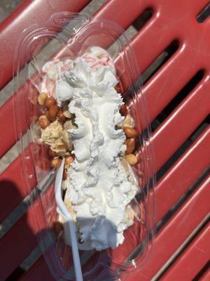 Flavor flight with whipped cream and peanuts.