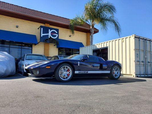 Ford GT in for a full vehicle inspection, tires and oil service. Call us today for a quote on your vehicle!