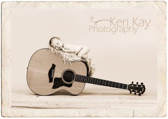 Newborn Photography (This is an artistic composite- baby was not left on guitar)