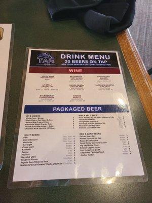 Drink menu