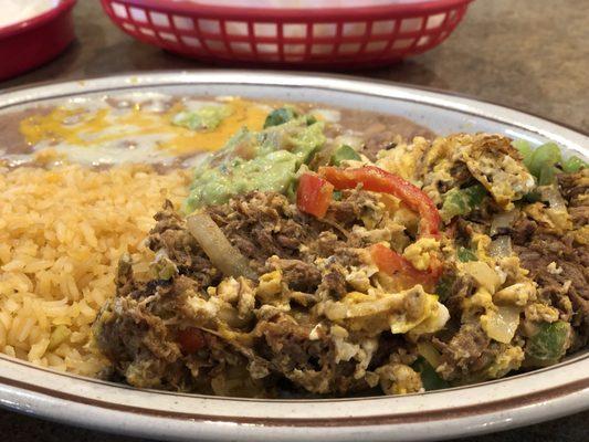 The breakfast machaca plate.