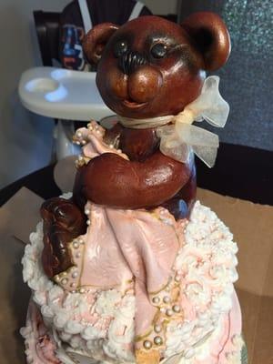 My daughter's first birthday cake.  I asked for a girlie, antique cake...they nailed it!