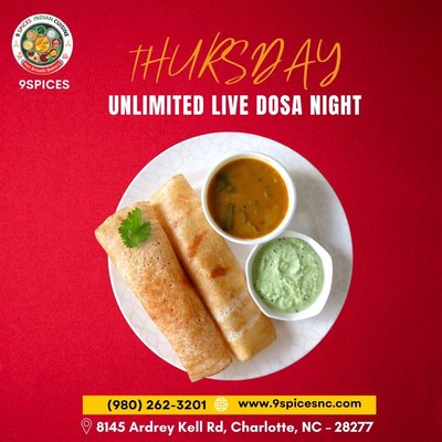 Thursday all you can eat dosas