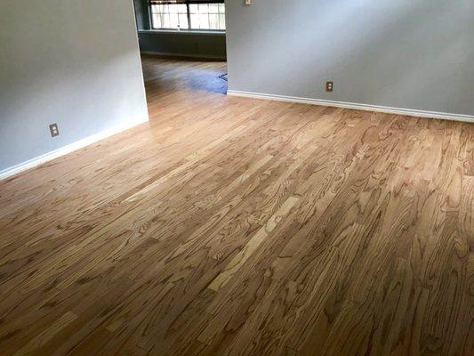 Refinished oak floor.