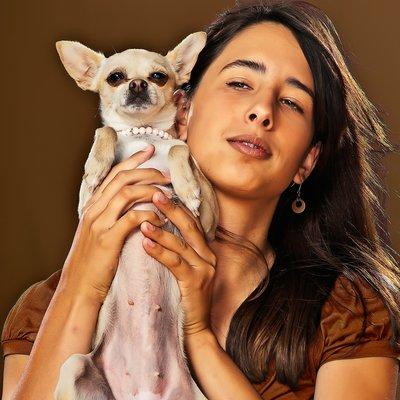 Pet photography - portrait of teen with her chihuahua dog