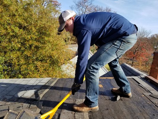 Bay Brothers Aaron on roof repair in Maryland