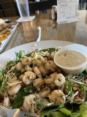 River Road salad and sautéed shrimp