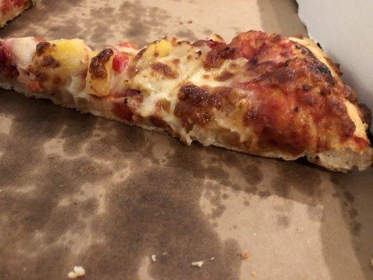 No toppings on 1/3 of the pizza...