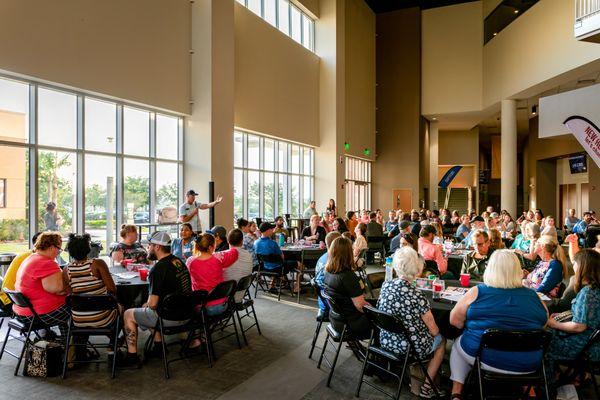 Pastor Dustin Todd leading our monthly groups event called The Gathering.