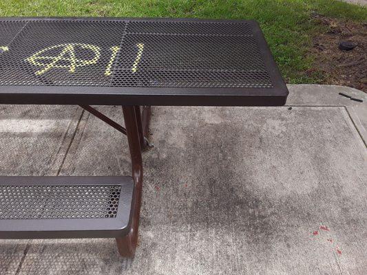 Handicap friendly picnic tables.