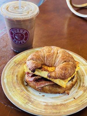 Breakfast Sandwich, Iced Mocha