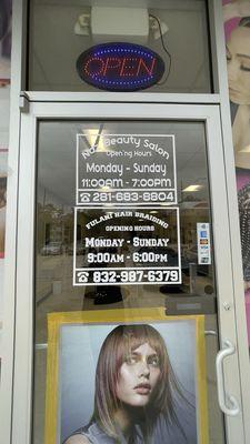 My contact number & salon hours