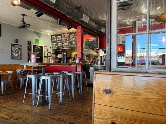 Counter and dining area.