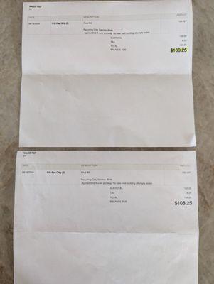 Two more bills in the mail for outstanding balance from the same service with an invoice that states it was "paid in full"