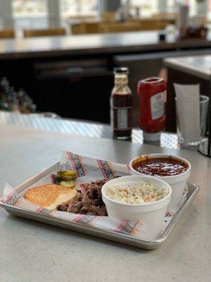 Creamy Coleslaw - 16 oz.  Burnt Ends - 1/2 lb.  Hickory Pit Beans - 16 oz. Pint (Feeds 3-4)