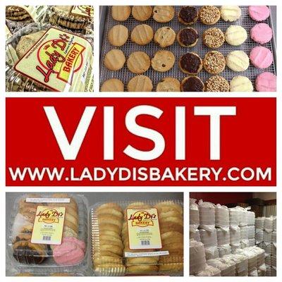 Famous Butter Cookies available in plain, peanut butter, chocolate chip, decadent turtle, caramel nut, lemon creme, and strawberry creme