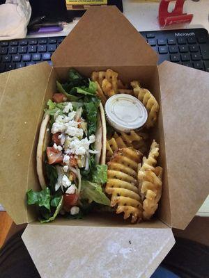 Chicken Pita with Parmesan Garlic Fries