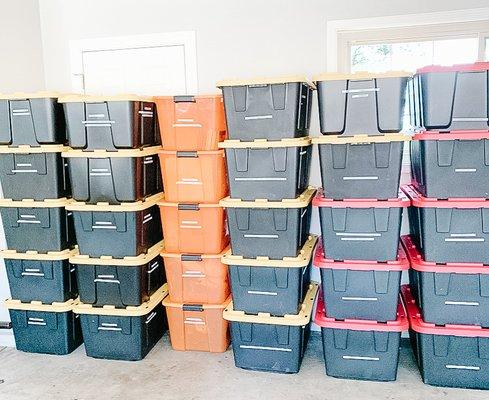 Garage Organization:
 We can help get your garage organization under control including color coding bins for each Holiday!